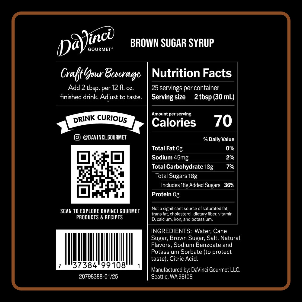 Brown Sugar Syrup - 4 x 750 mL