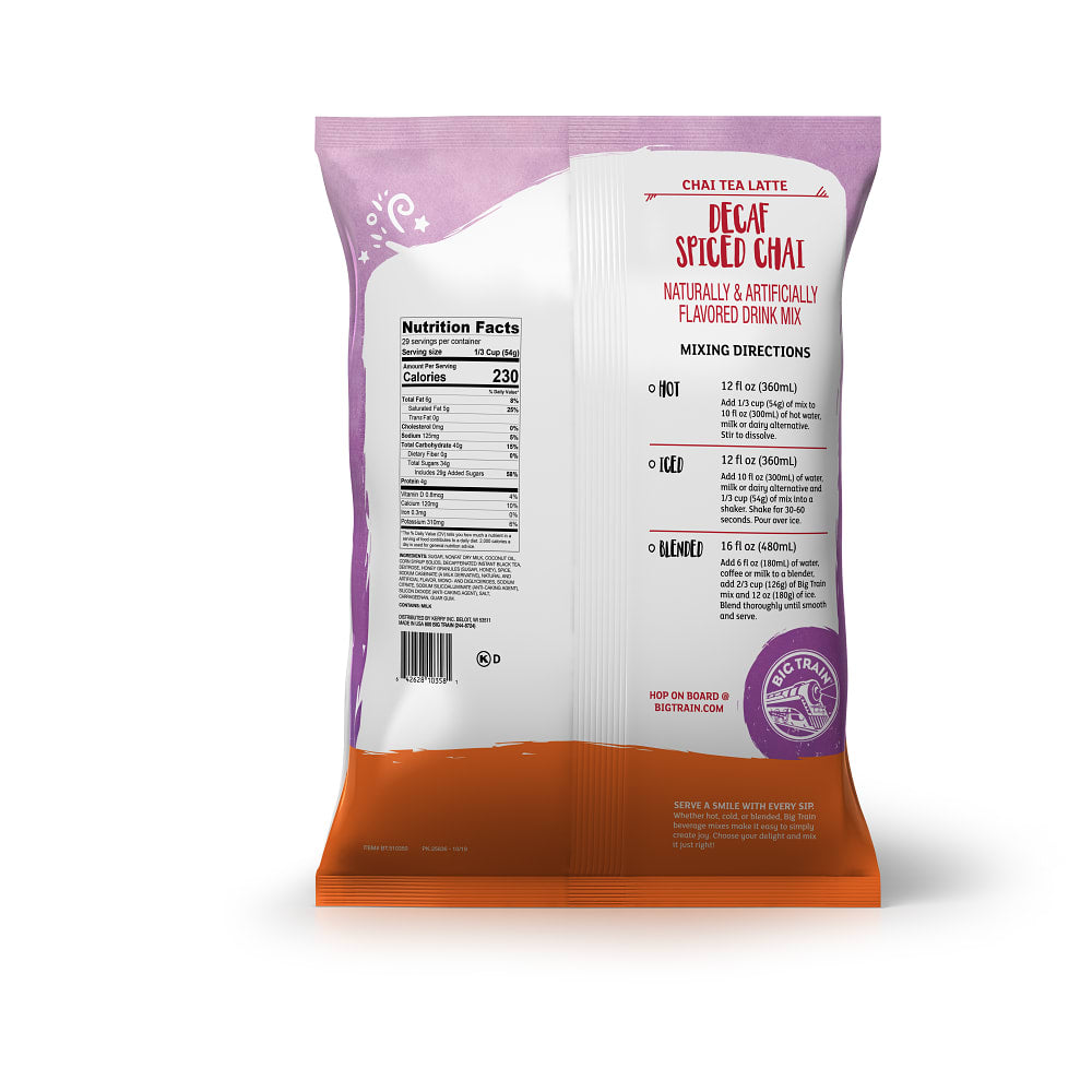 Big Train Decaf Spiced Chai Tea Latte Beverage Mix - 4 x 3.5lb Bags