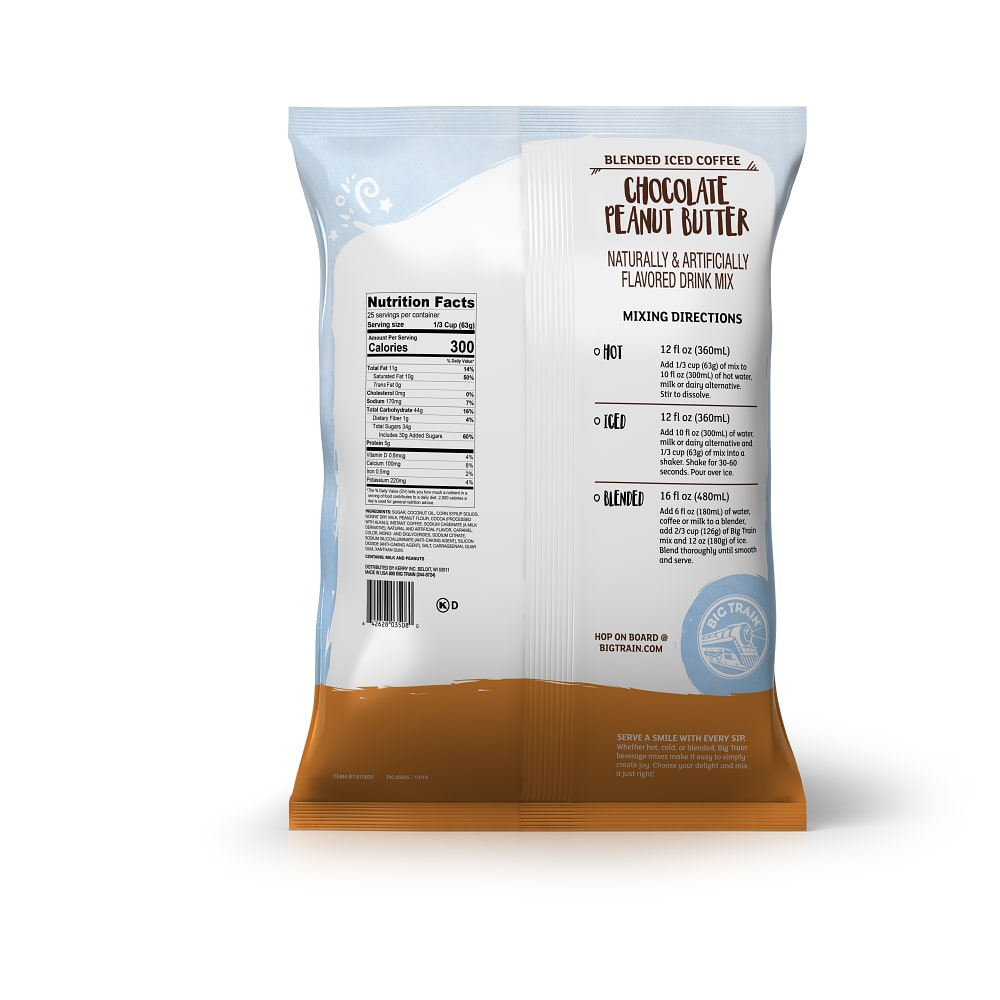 Big Train Chocolate Peanut Butter Blended Ice Coffee Beverage Mix - 5 x 3.5lb Bags