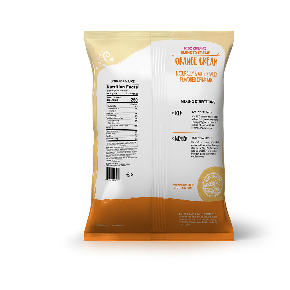 Big Train Kidz Kreamz Orange Cream Blended Beverage Mix - 5 x 3.5lb Bags