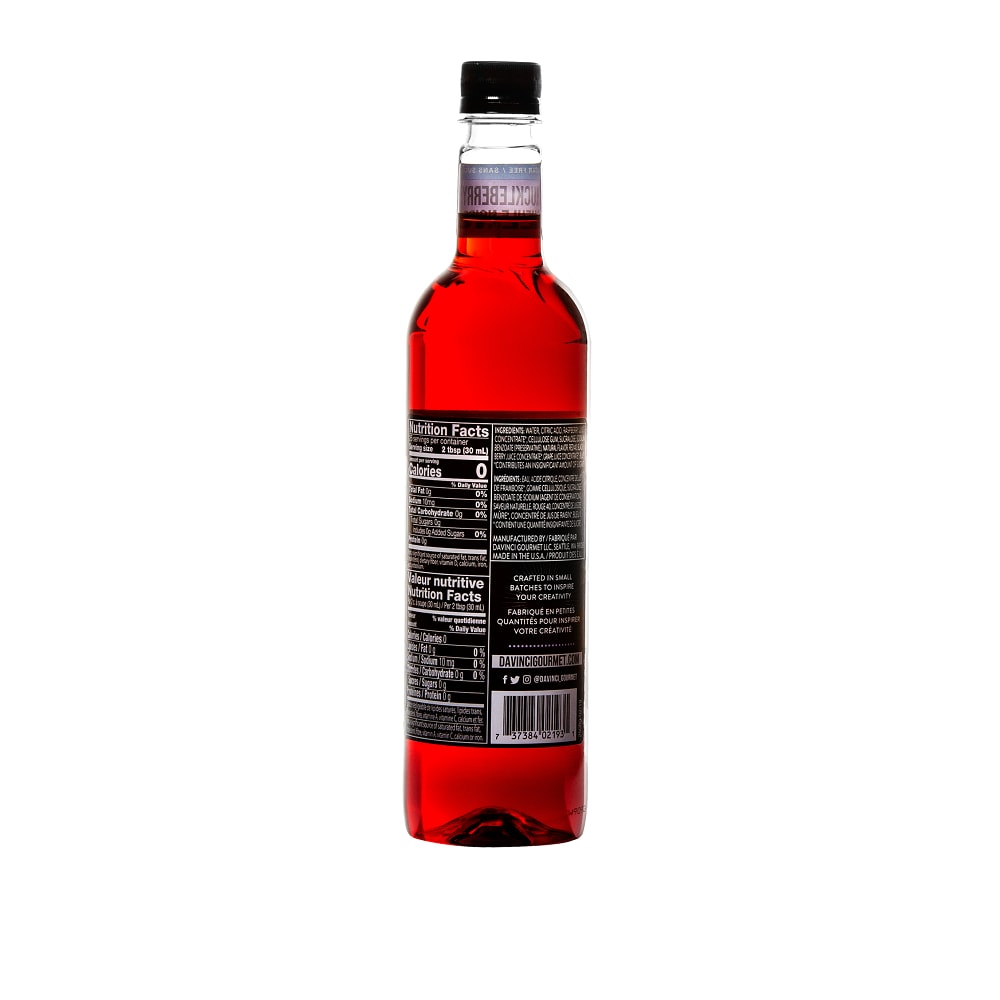 DaVinci Gourmet Sugar-Free Huckleberry Syrup - 4 x 750 ml Plastic