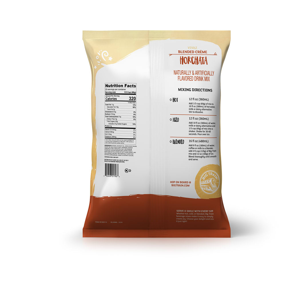 Big Train Vivaz Horchata Blended Crème Beverage Mix - 5 x 3.5lb Bags