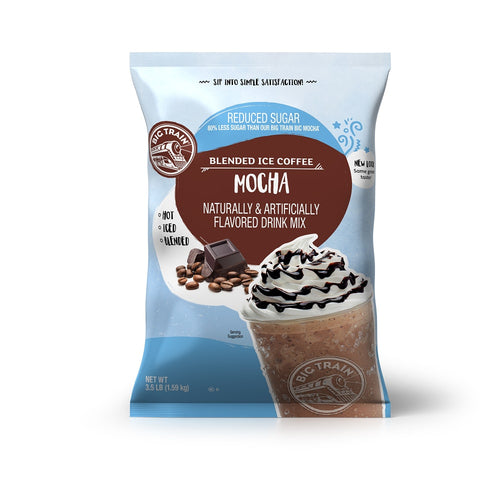 Big Train Reduced Sugar Mocha Blended Ice Coffee Beverage Mix - 5 x 3.5lb Bags